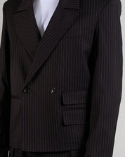 Giacca Cropped doppiopetto Gessata Nera