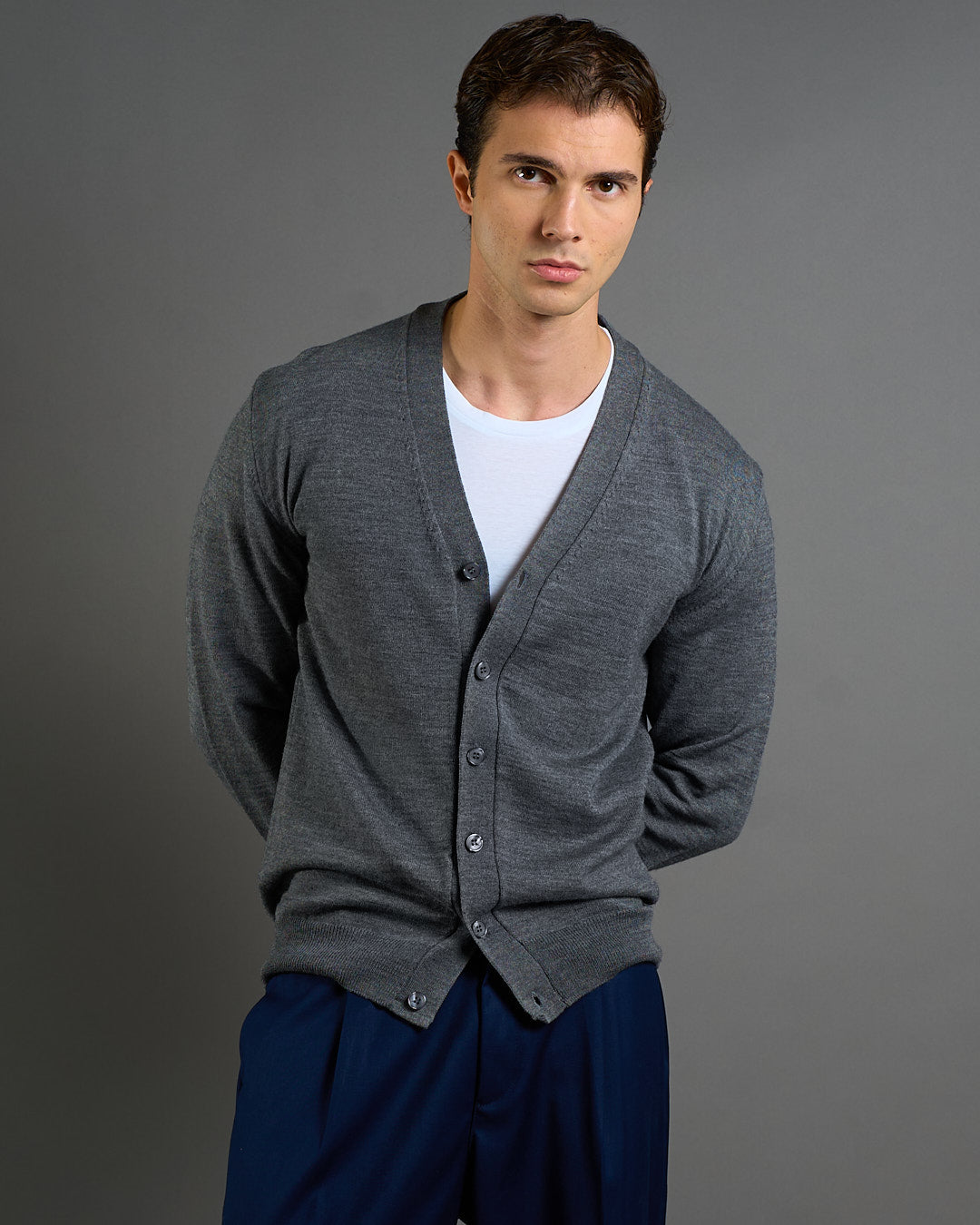 Cardigan Basic in lana merinos