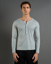 T-shirt Serafino in costina Longsleeve