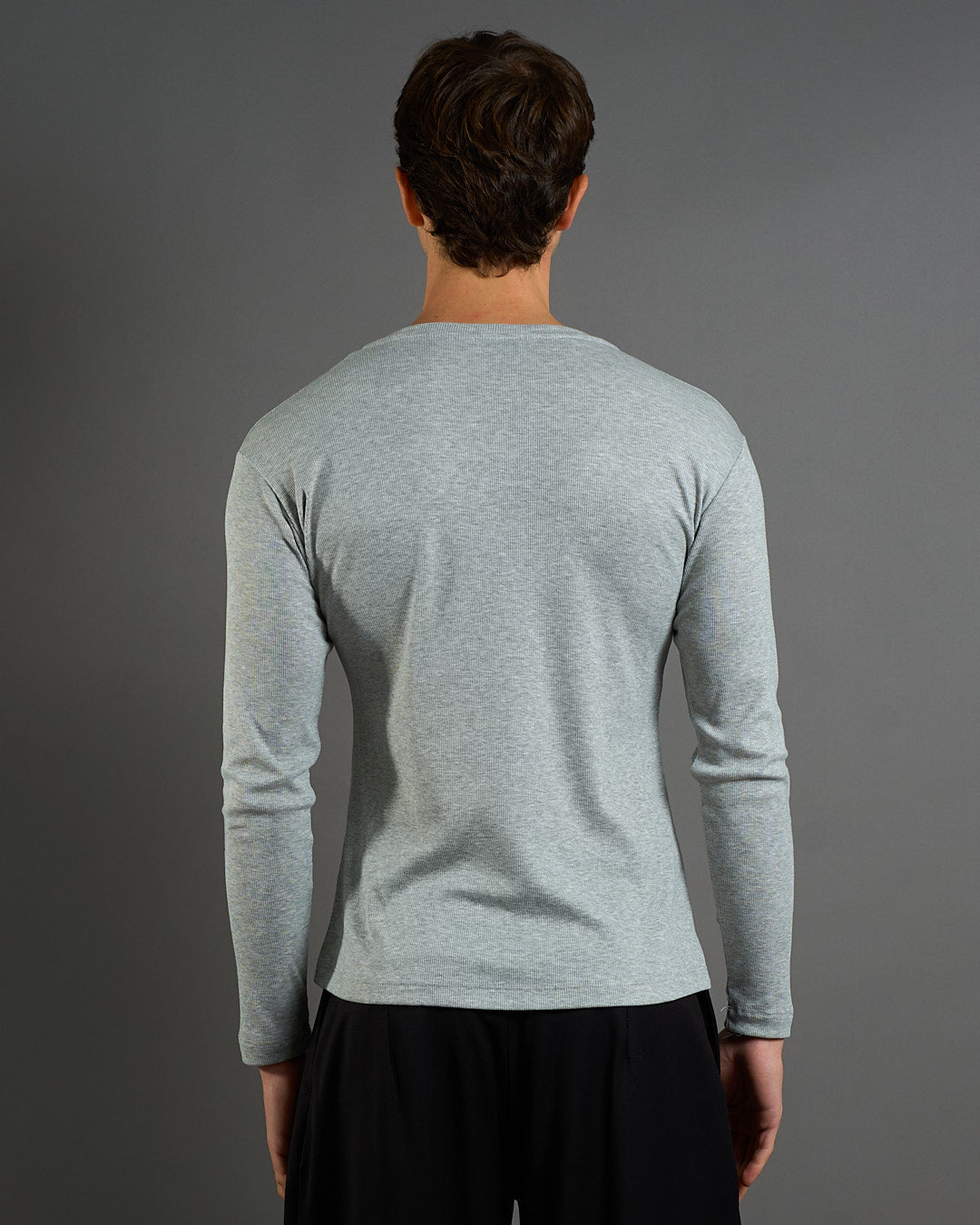 T-shirt Serafino in costina Longsleeve