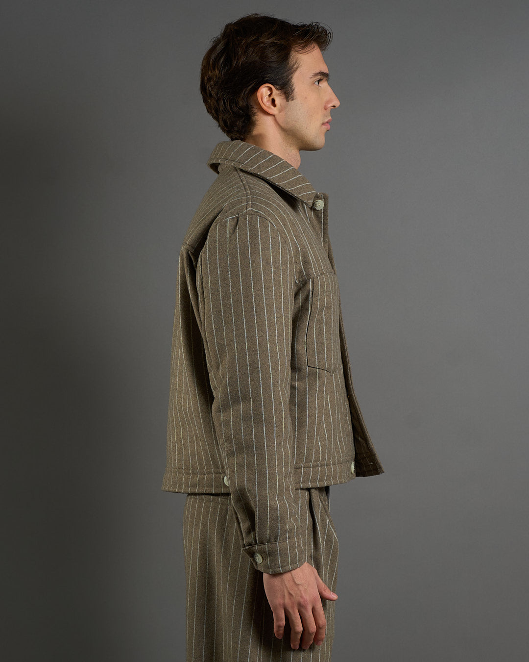 Giubbotto Strutturato in lana Gessato