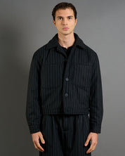 Giubbotto Strutturato in lana Gessato