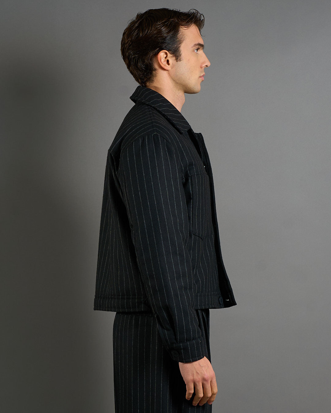 Giubbotto Strutturato in lana Gessato