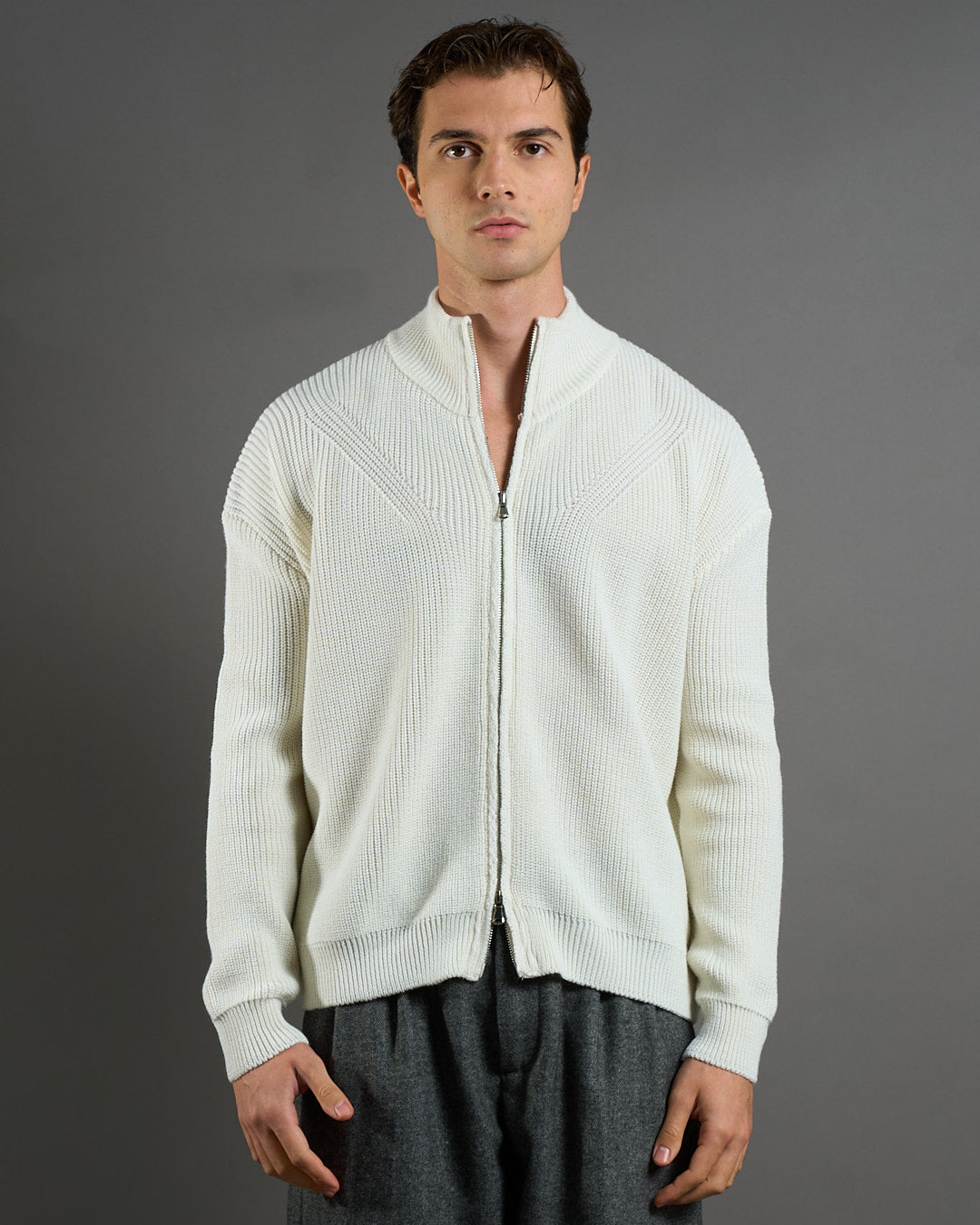 Cardigan in maglia con zip in lana merinos Limited Edition