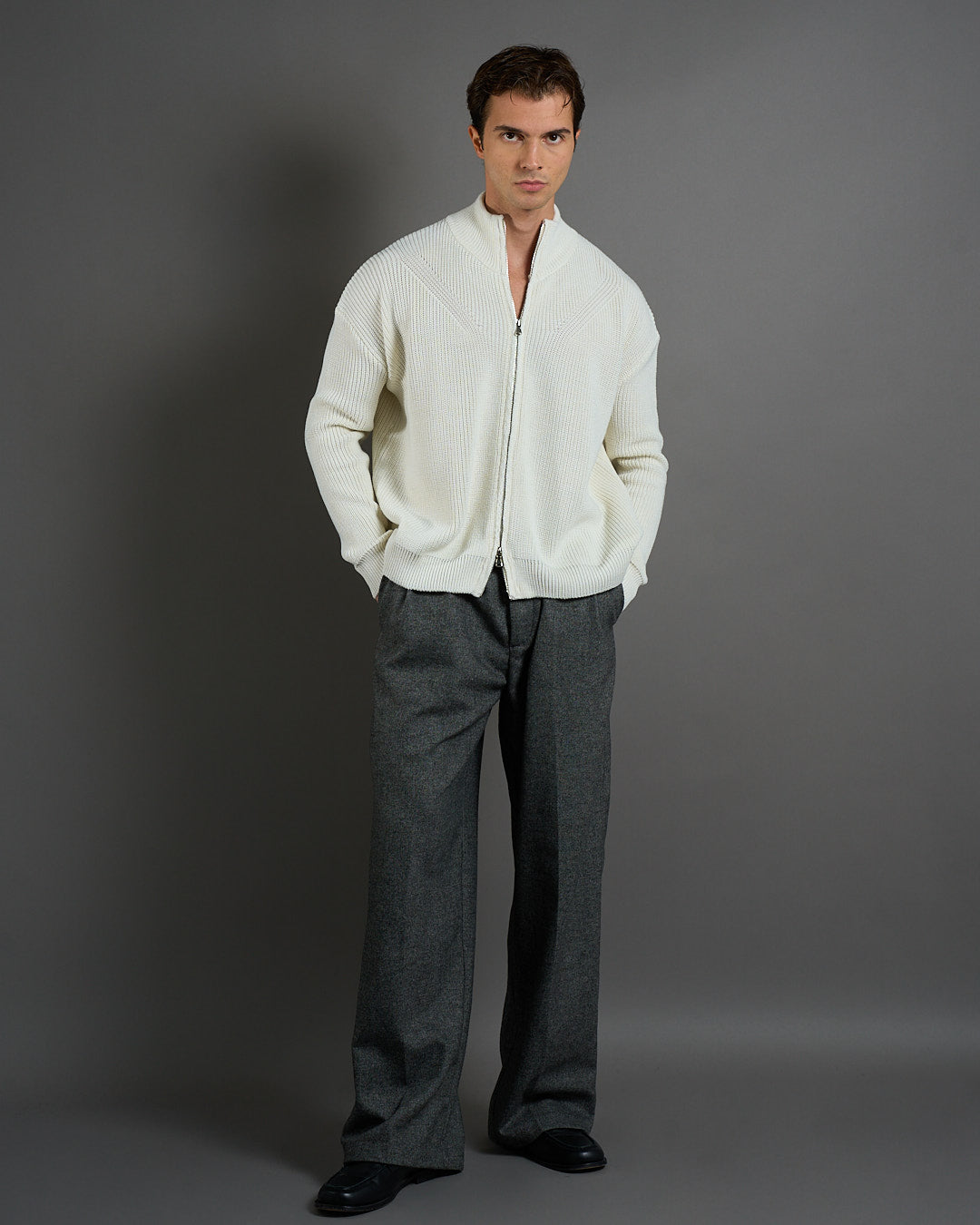 Cardigan in maglia con zip in lana merinos Limited Edition