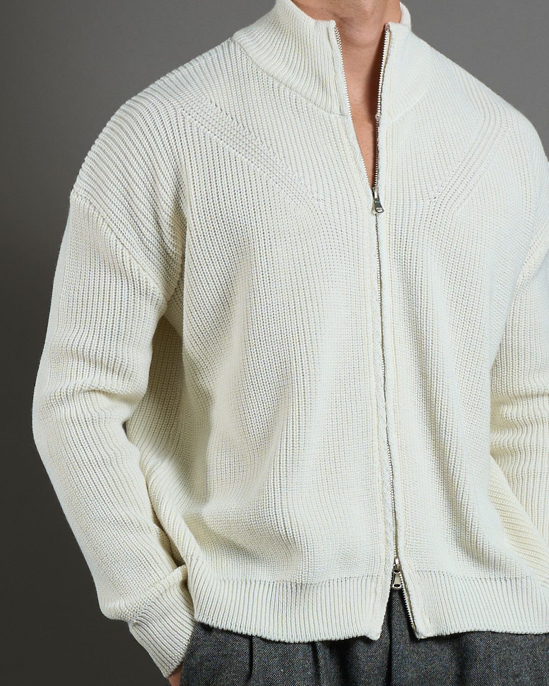 Cardigan in maglia con zip in lana merinos Limited Edition