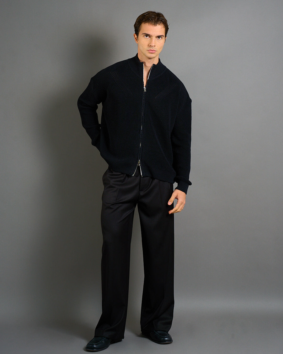 Cardigan in maglia con zip in lana merinos Limited Edition