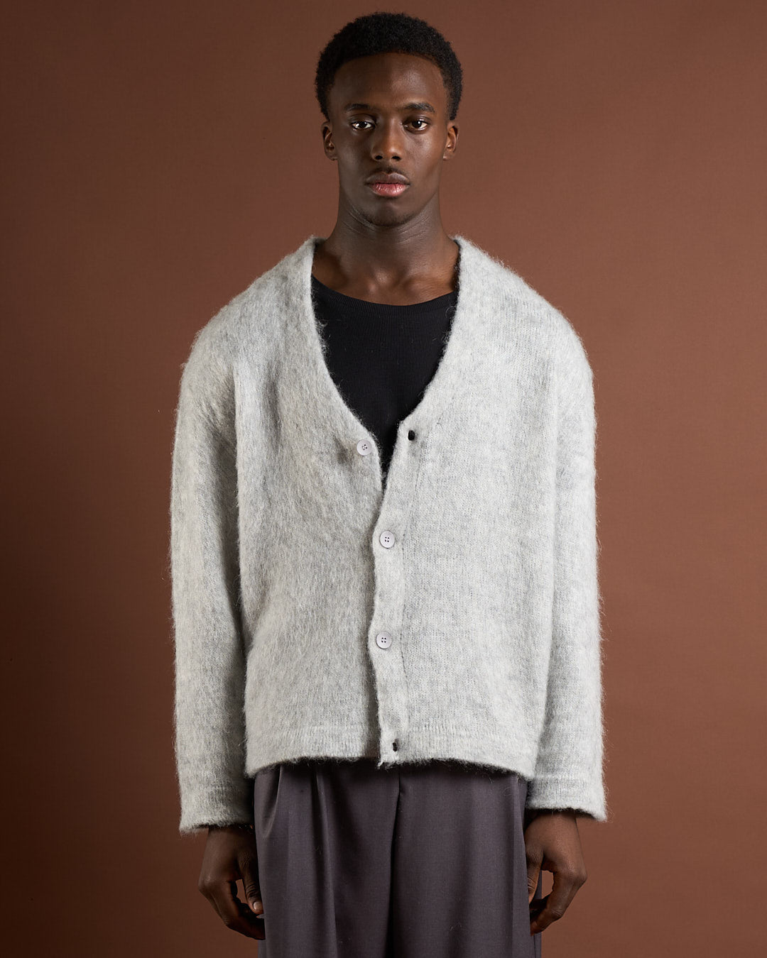 Cardigan over in lana mohair