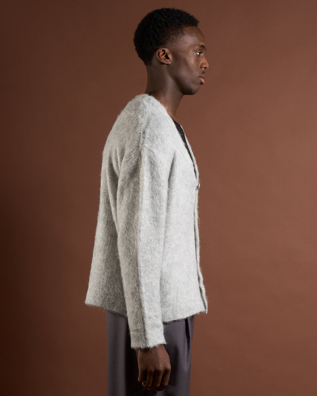 Cardigan over in lana mohair