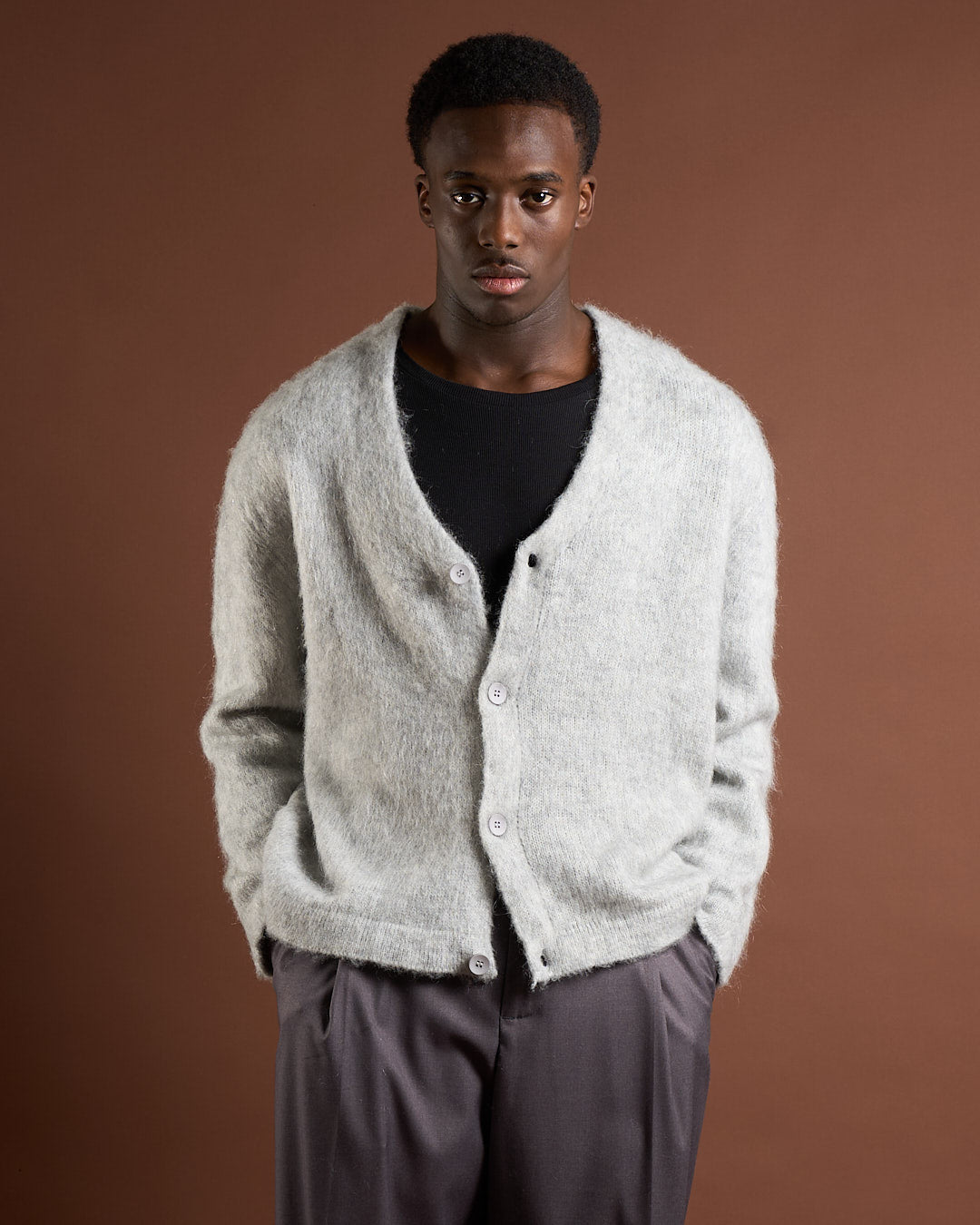 Cardigan over in lana mohair