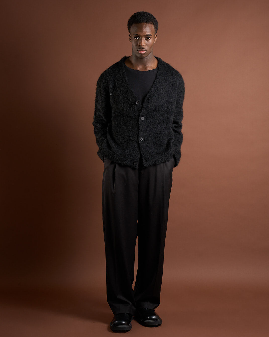 Cardigan over in lana mohair