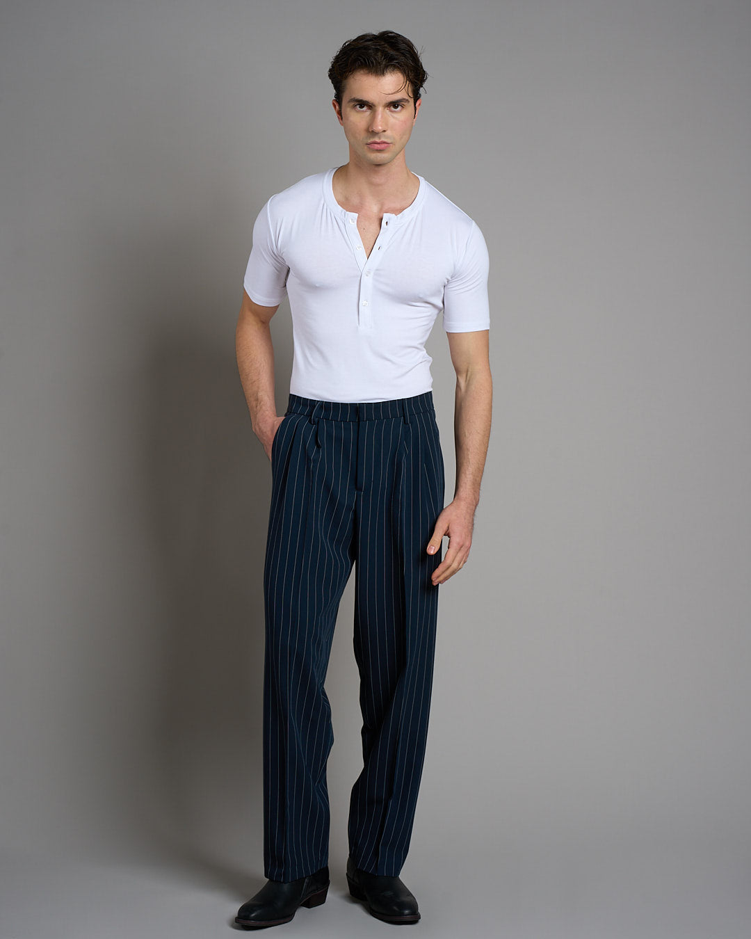 Pantalone Wide Fit Gessato