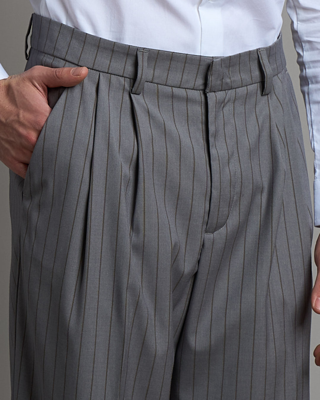 Pantalone Wide fit da completo Grigio Gessato