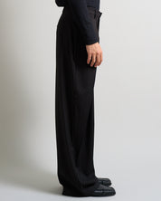 Pantalone Wide Fit con pieghe gessato nero