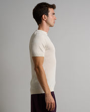 Msm Studio T-shirt Serafino in ribbed half sleeve