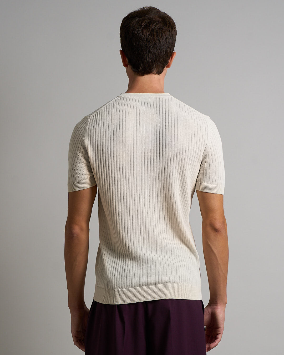Msm Studio T-shirt Serafino in ribbed half sleeve