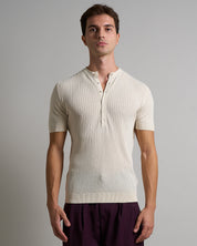 Msm Studio T-shirt Serafino in ribbed half sleeve