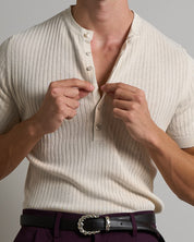 Msm Studio T-shirt Serafino in ribbed half sleeve