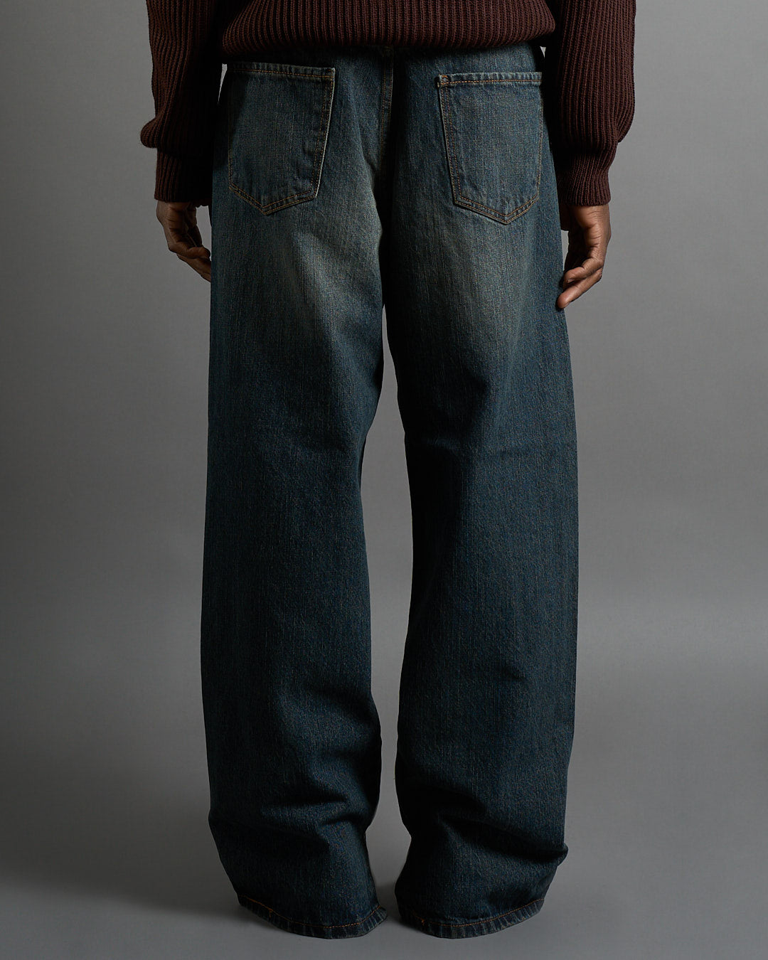 Denim Baggy fit con spacco doppio stone used con pietra sporcato