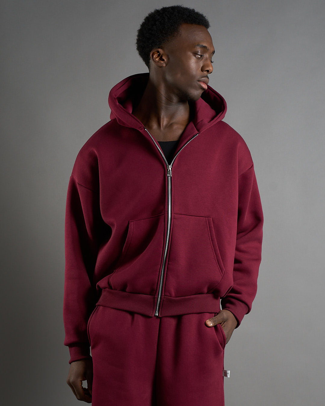 Felpa cropped con zip