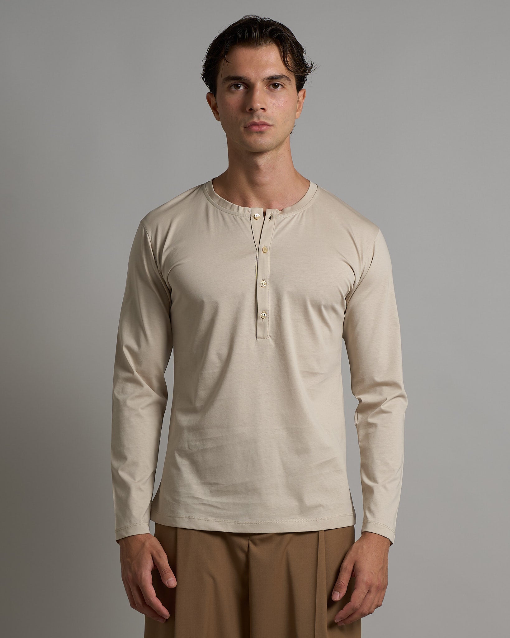 T-shirt Serafino Effetto Seta manica lunga