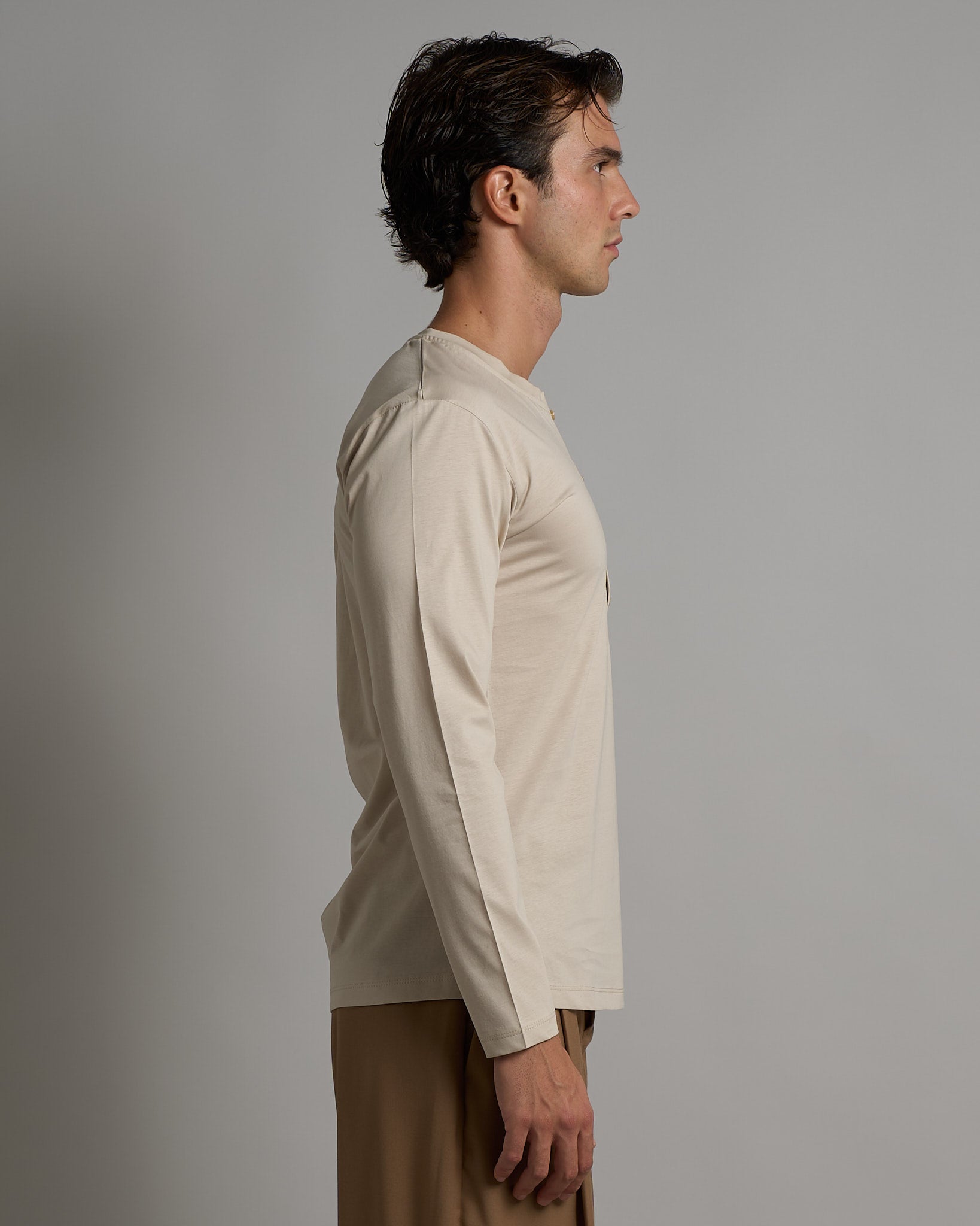 T-shirt Serafino Effetto Seta manica lunga