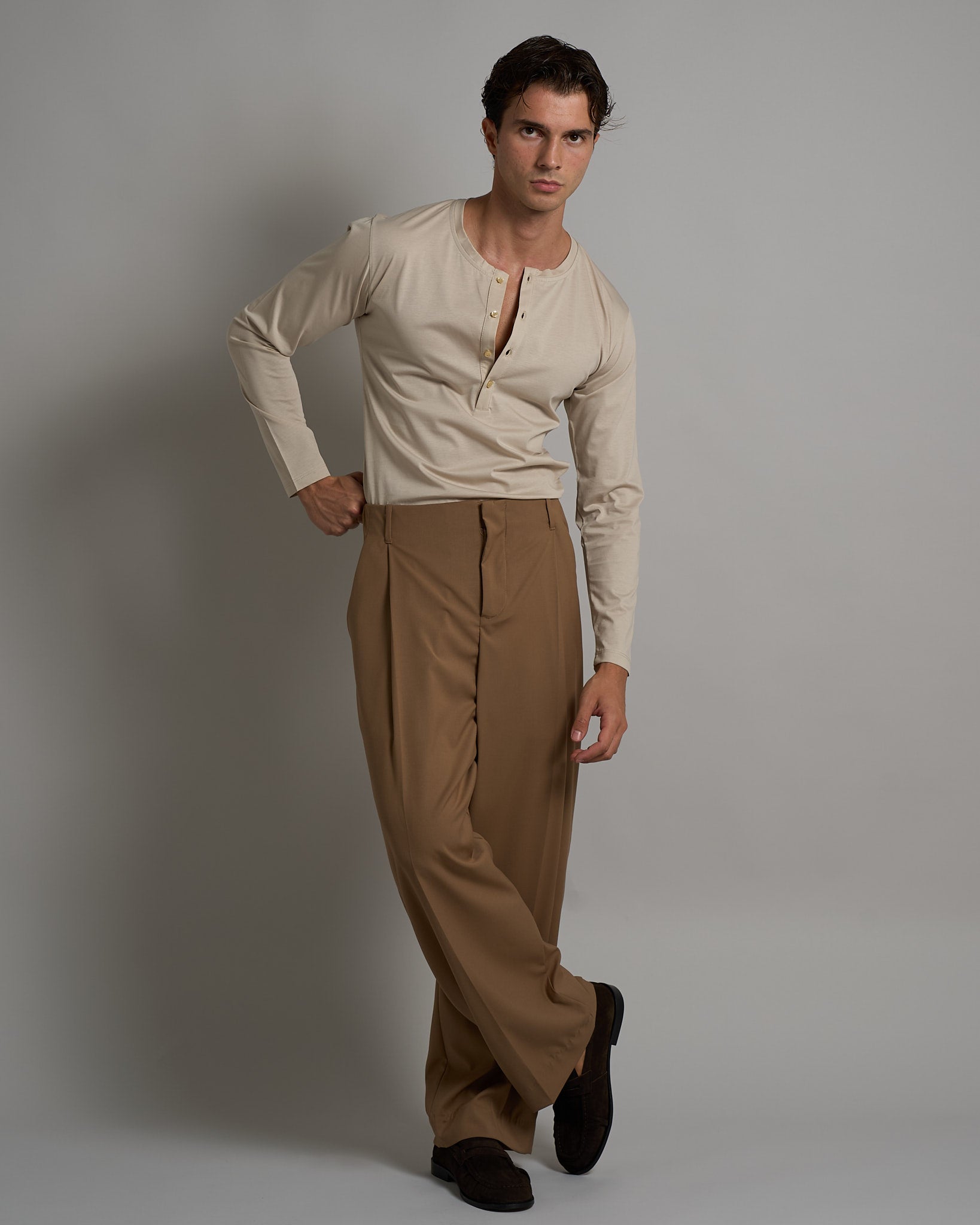 T-shirt Serafino Effetto Seta manica lunga