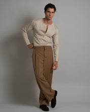 T-shirt Serafino Effetto Seta manica lunga