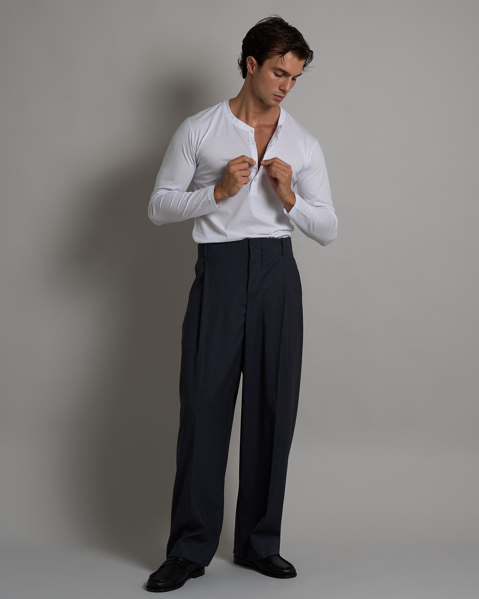 T-shirt Serafino Effetto Seta manica lunga