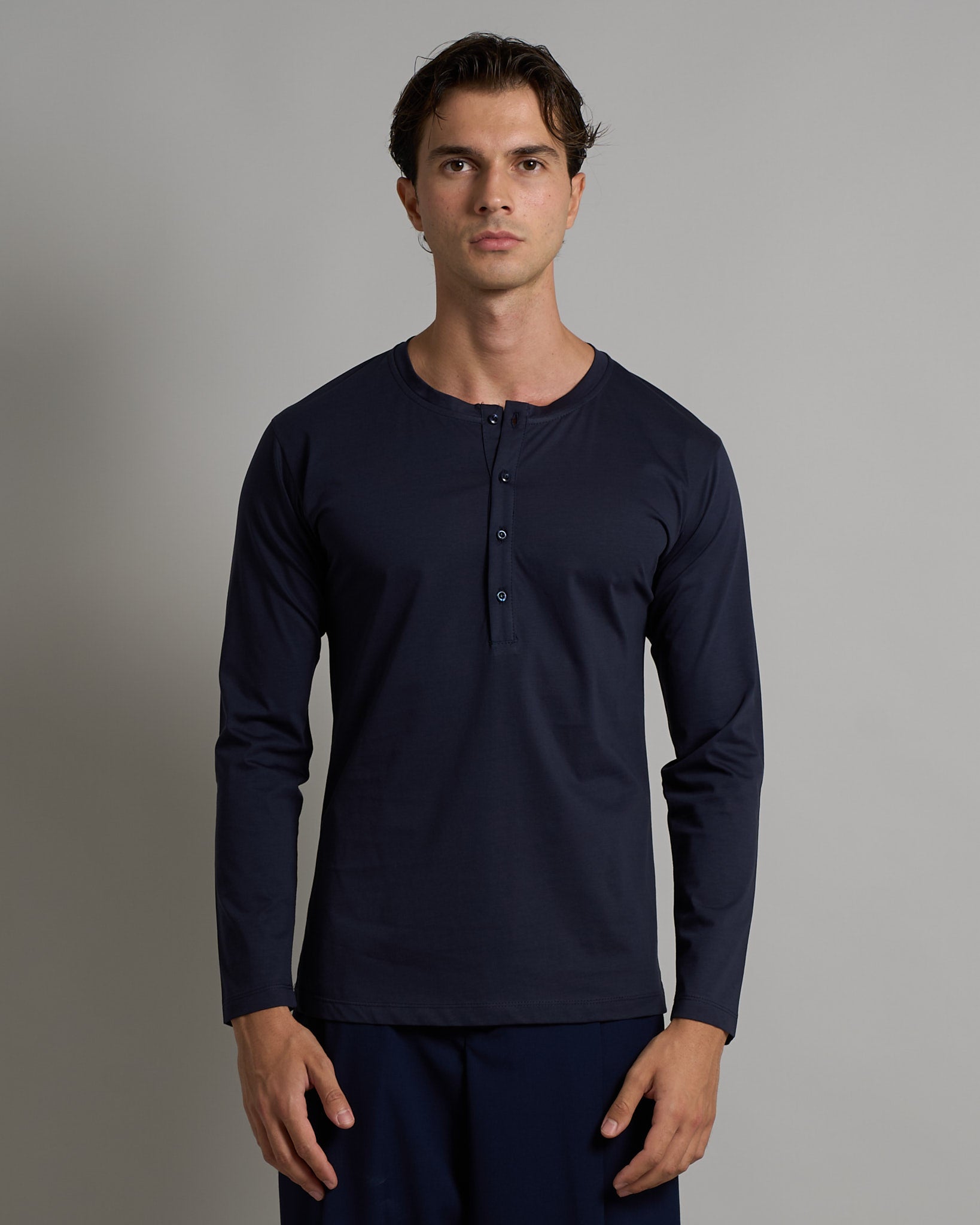 T-shirt Serafino Effetto Seta manica lunga