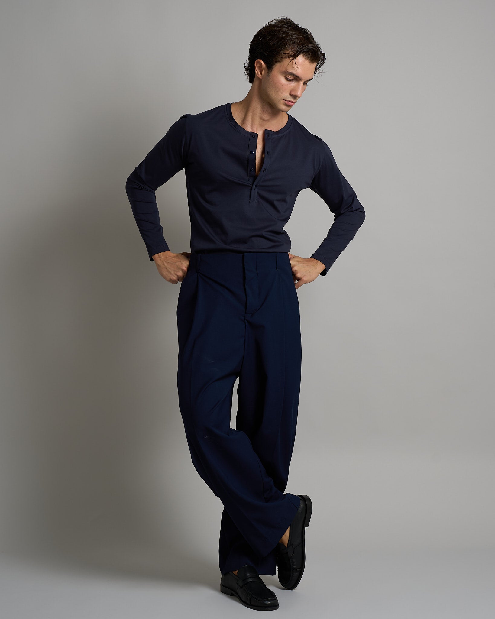 T-shirt Serafino Effetto Seta manica lunga