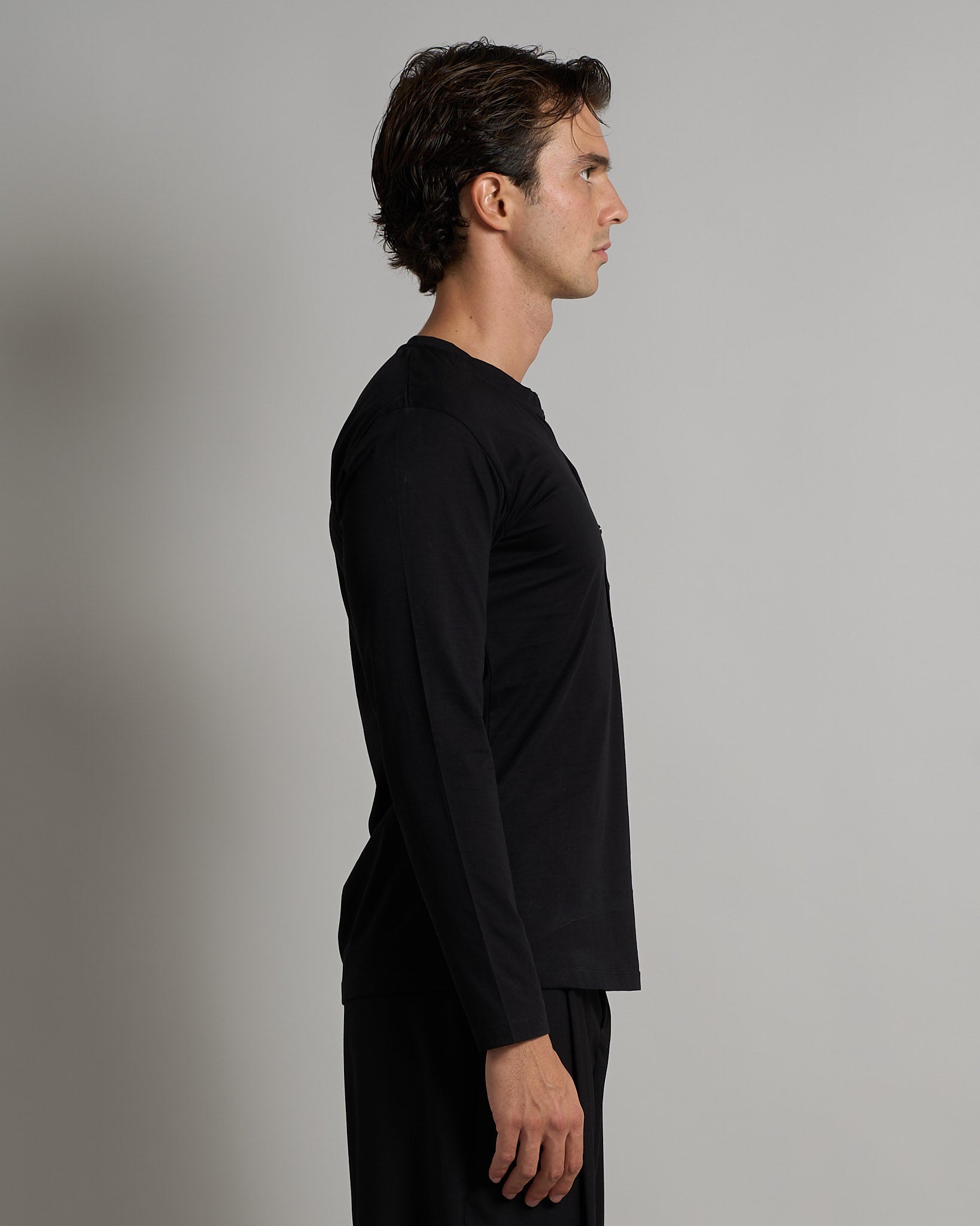 T-shirt Serafino Effetto Seta manica lunga