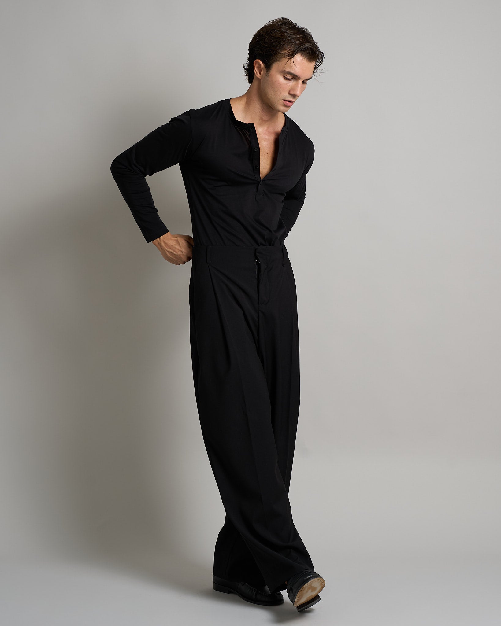 T-shirt Serafino Effetto Seta manica lunga