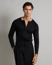 T-shirt Serafino Effetto Seta manica lunga