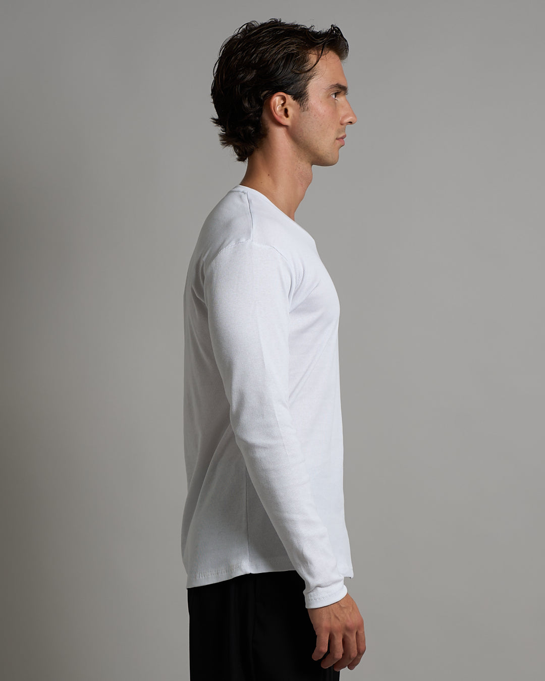 T-shirt Girocollo in costina longsleeve