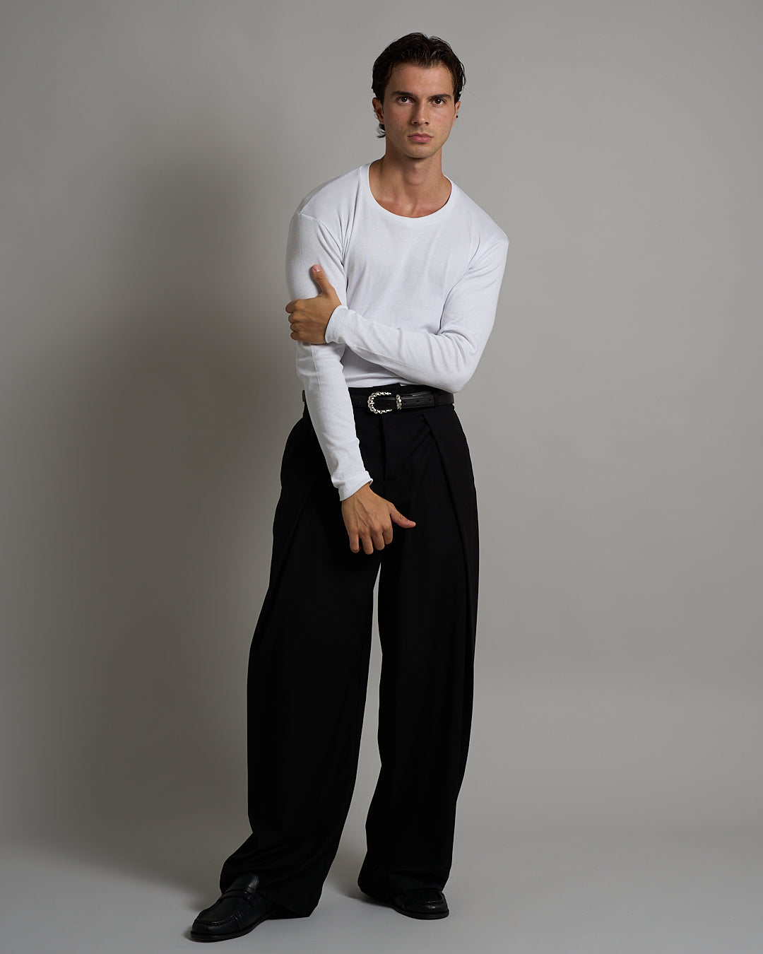 T-shirt Girocollo in costina longsleeve