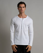 T-shirt Serafino in costina longsleeve