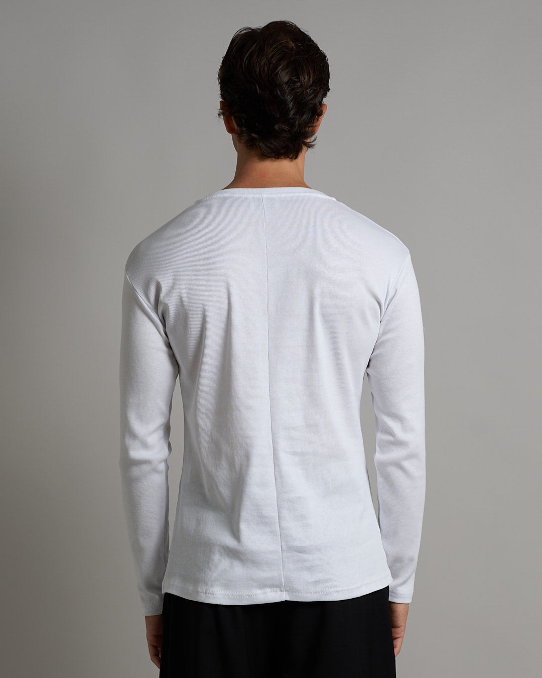 T-shirt Serafino in costina longsleeve