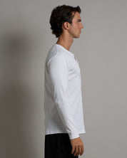 T-shirt Serafino in costina longsleeve