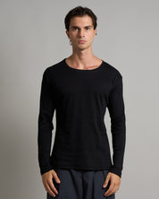 T-shirt Girocollo in costina longsleeve