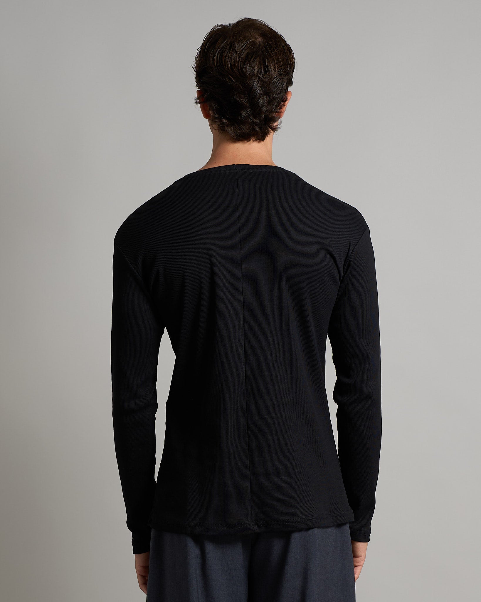T-shirt Girocollo in costina longsleeve