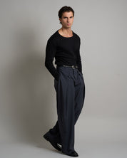 T-shirt Girocollo in costina longsleeve