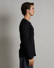 T-shirt Serafino in costina Longsleeve