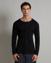 T-shirt Serafino in costina Longsleeve