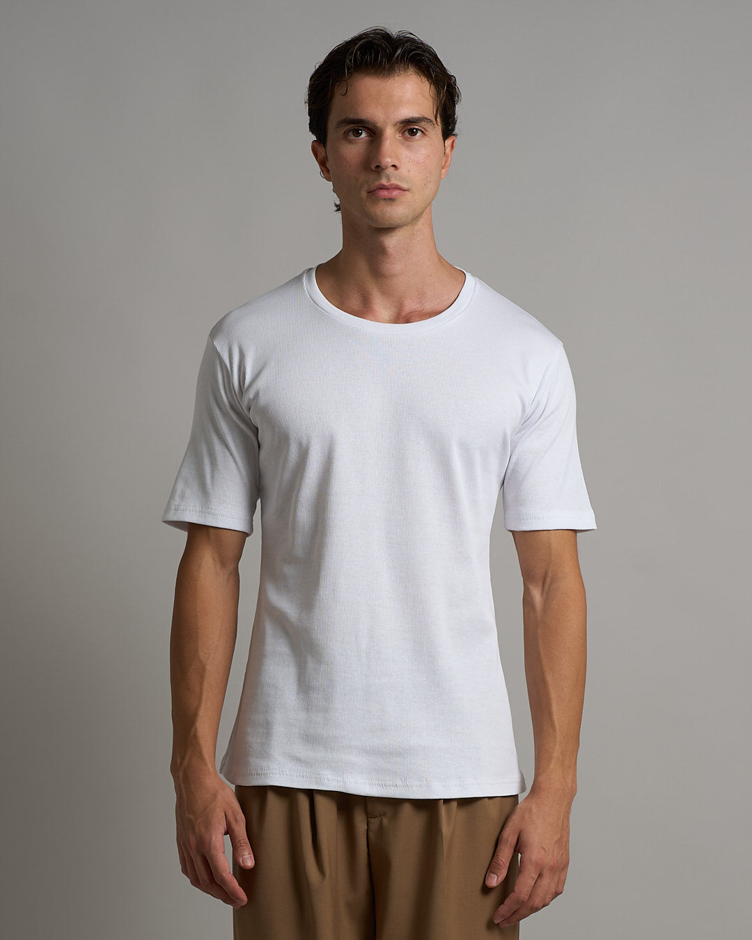 T-shirt Girocollo in costina Mezza manica