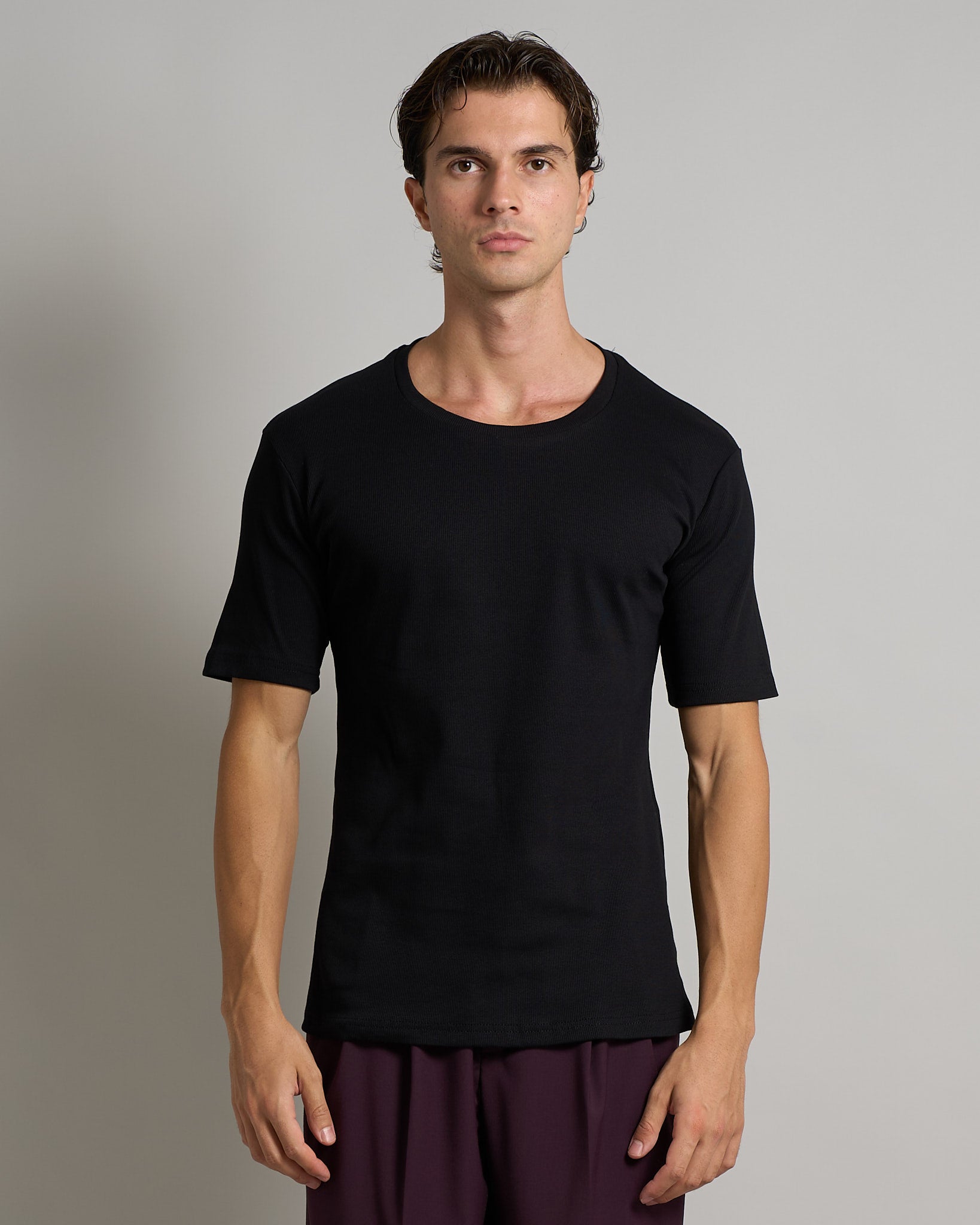 T-shirt Girocollo in costina Mezza manica