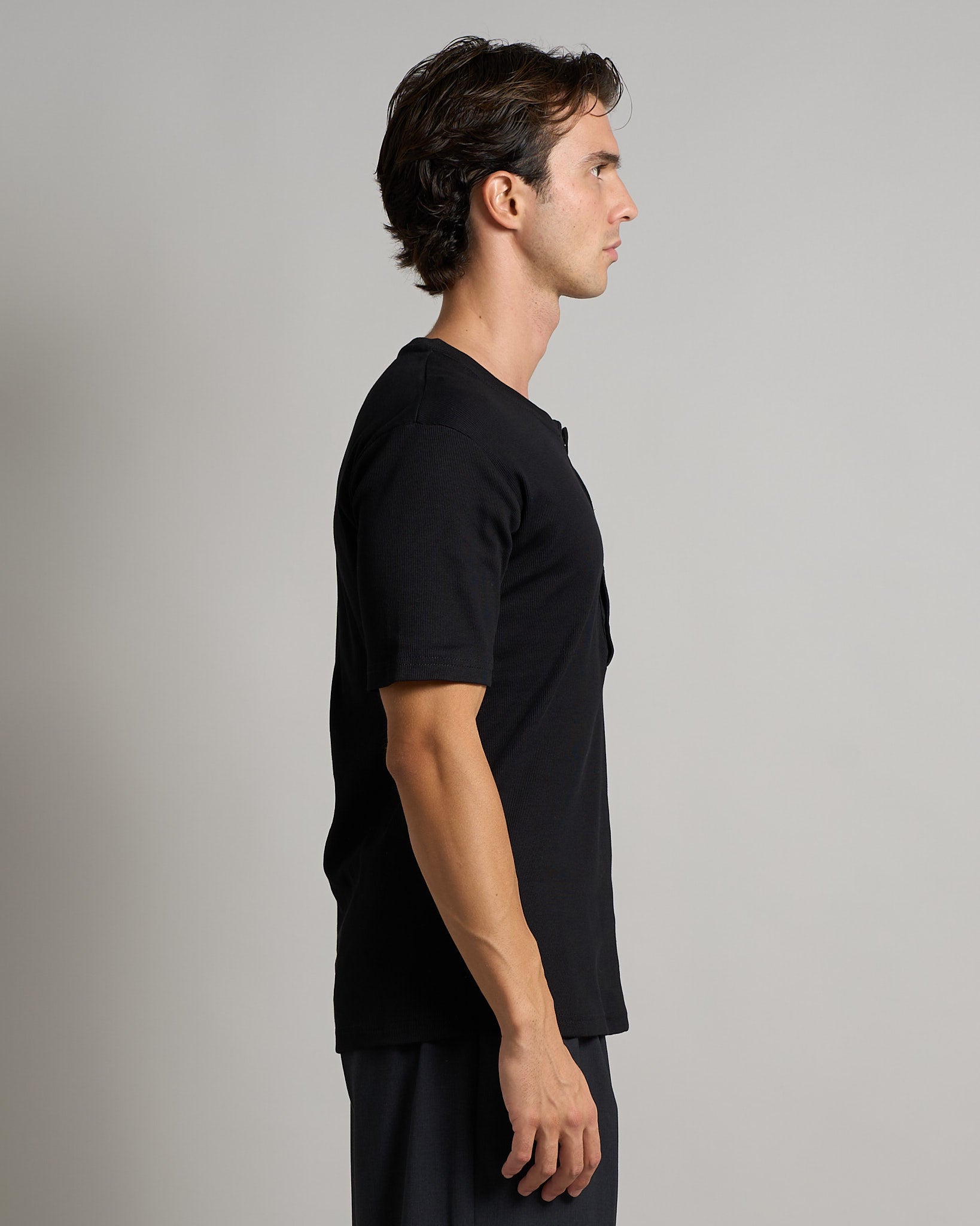 T-shirt Serafino in costina mezza manica