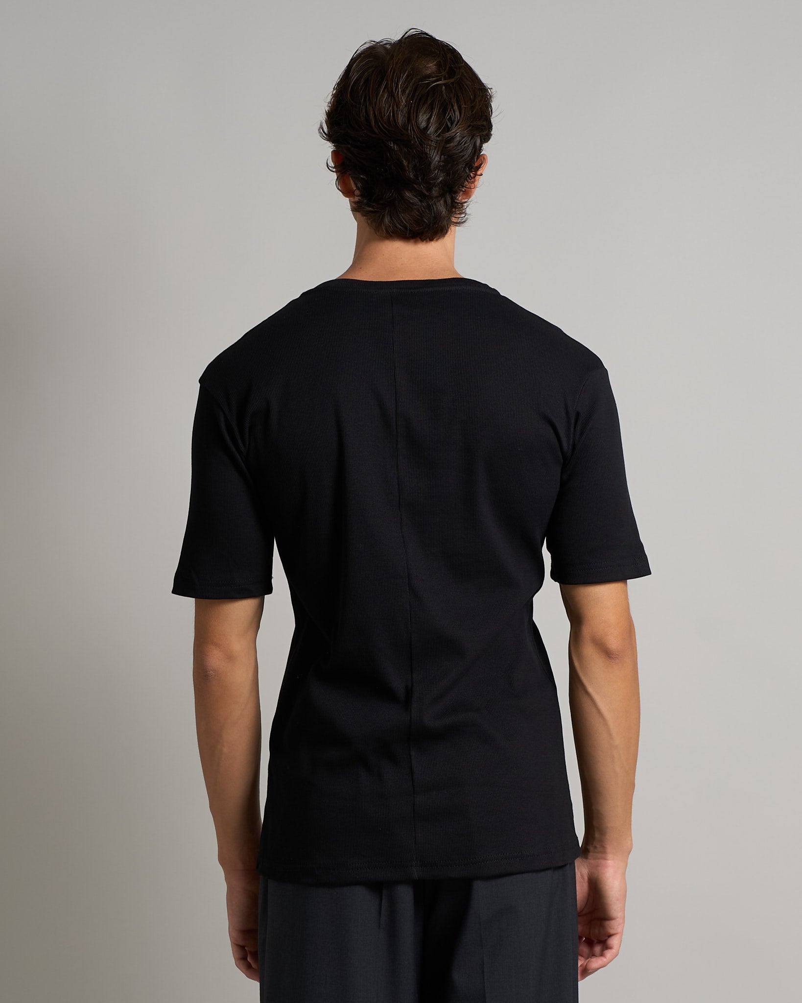 T-shirt Serafino in costina mezza manica