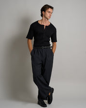 T-shirt Serafino in costina mezza manica