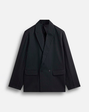 Giacca over da completo gessato nero